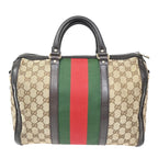 Gucci Vintage Web Boston Bag Gg Canvas Brown Canvas Handbag (Authentic Pre-Loved)