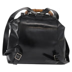Gucci Vintage Bamboo Backpack Leather Black Leather Backpack Bag (Authentic Pre-Loved)