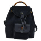 Gucci Gucci Bamboo Backpack Daim Navy Suede Backpack Bag (Authentic Pre-Loved)