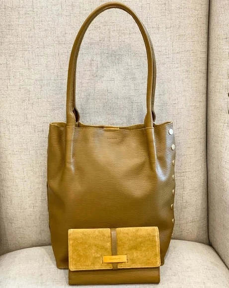 Hammitt Medium Oliver Tan Golden Valley Handbag Bag Leather Tote Brushed Gold NEW