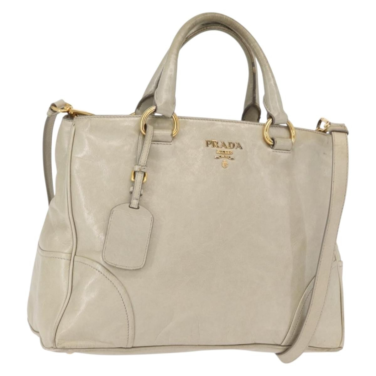Prada Tote Vitello Daino Vitello Daino Beige Leather Handbag (Authentic Pre-Loved)