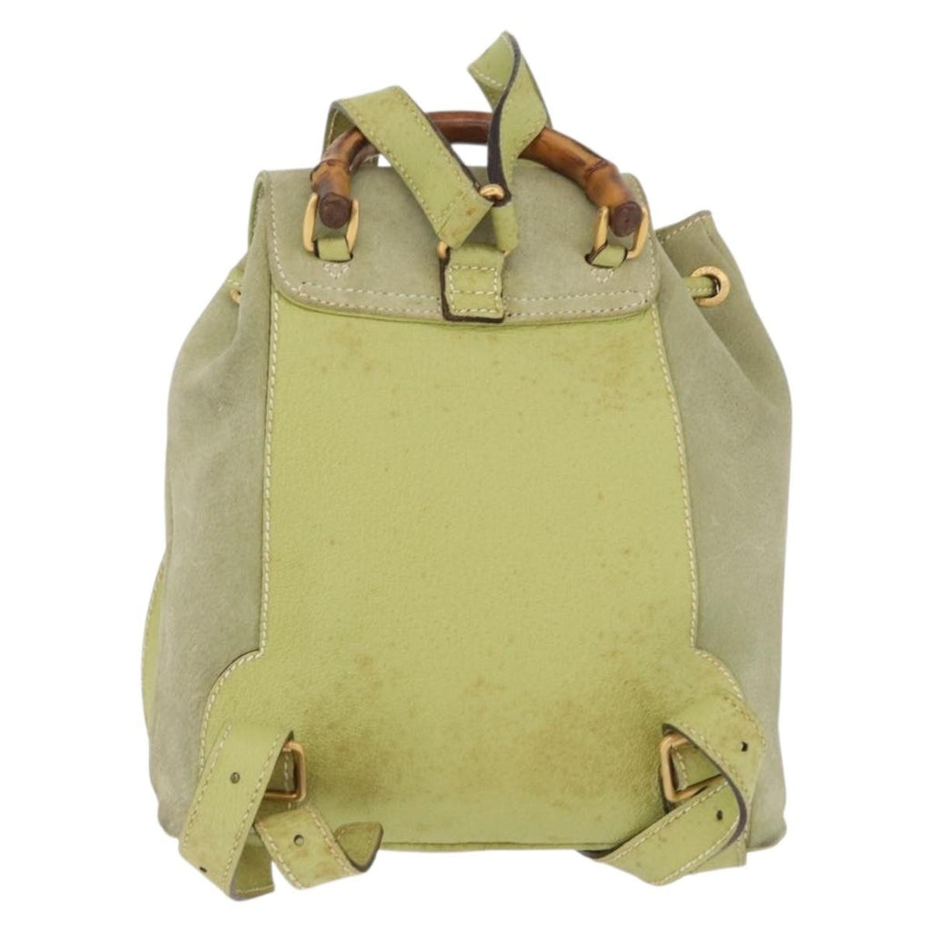 Gucci Gucci Bamboo Backpack Daim Green Suede Backpack Bag (Authentic Pre-Loved)