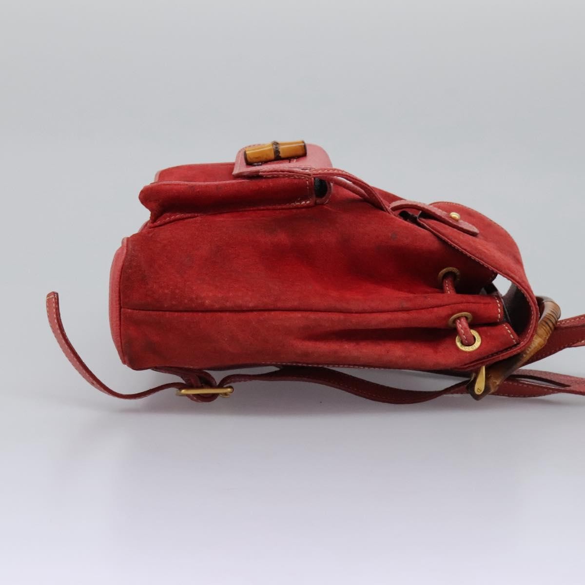 Gucci Gucci Bamboo Backpack Daim Red Suede Backpack Bag (Authentic Pre-Loved)