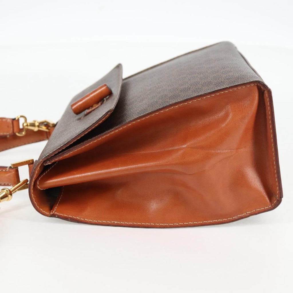 Celine Vintage Convertible Top Handle Bag Macadam Coated Canvas Brown Canvas Bag (Authentic Pre-Loved)