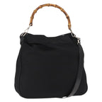 Gucci Vintage Bamboo Handle Bag Nylon Black Nylon Handbag (Authentic Pre-Loved)