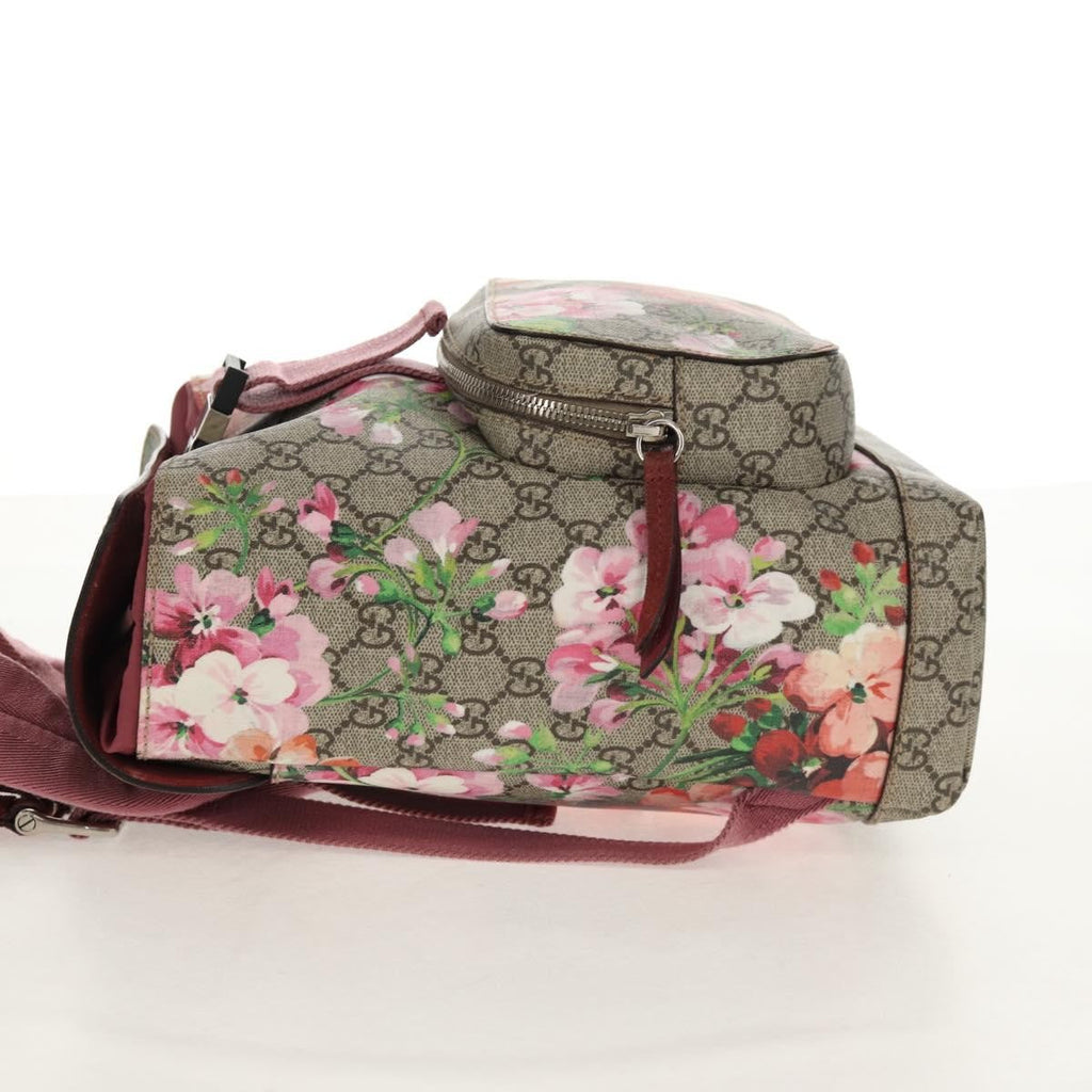 Gucci Buckle Backpack Blooms Print Gg Coated Canvas Beige Canvas Backpack Bag (Authentic Pre-Loved)