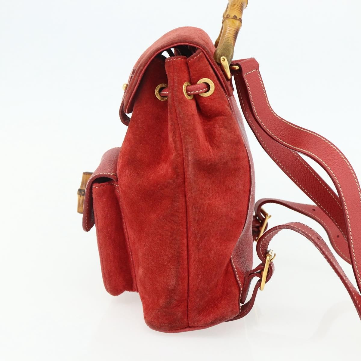 Gucci Gucci Bamboo Backpack Daim Red Suede Backpack Bag (Authentic Pre-Loved)