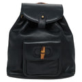Gucci Vintage Bamboo Backpack Leather Black Leather Backpack Bag (Authentic Pre-Loved)