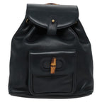 Gucci Vintage Bamboo Backpack Leather Black Leather Backpack Bag (Authentic Pre-Loved)