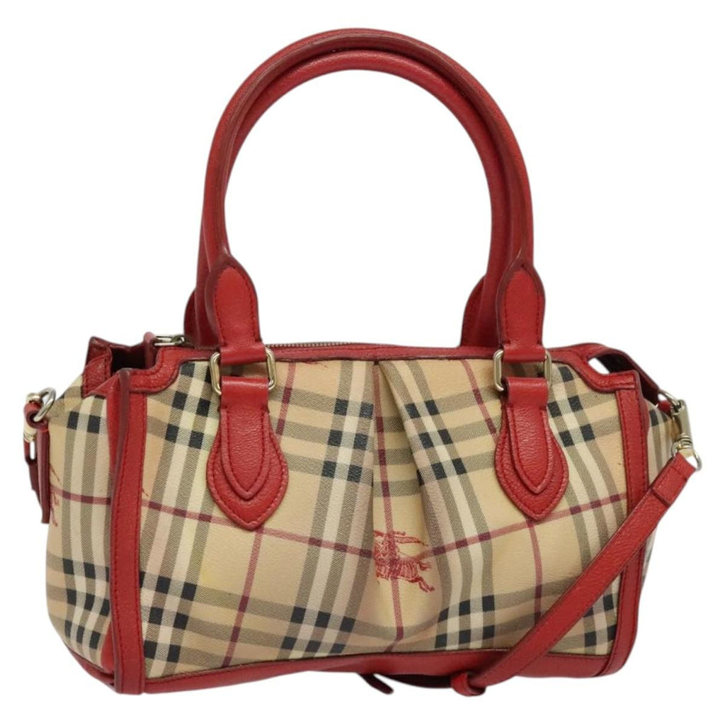 Burberry Pilgrim Satchel Haymarket Coated Canvas Beige Canvas Handbag (Authentic Pre-Loved)