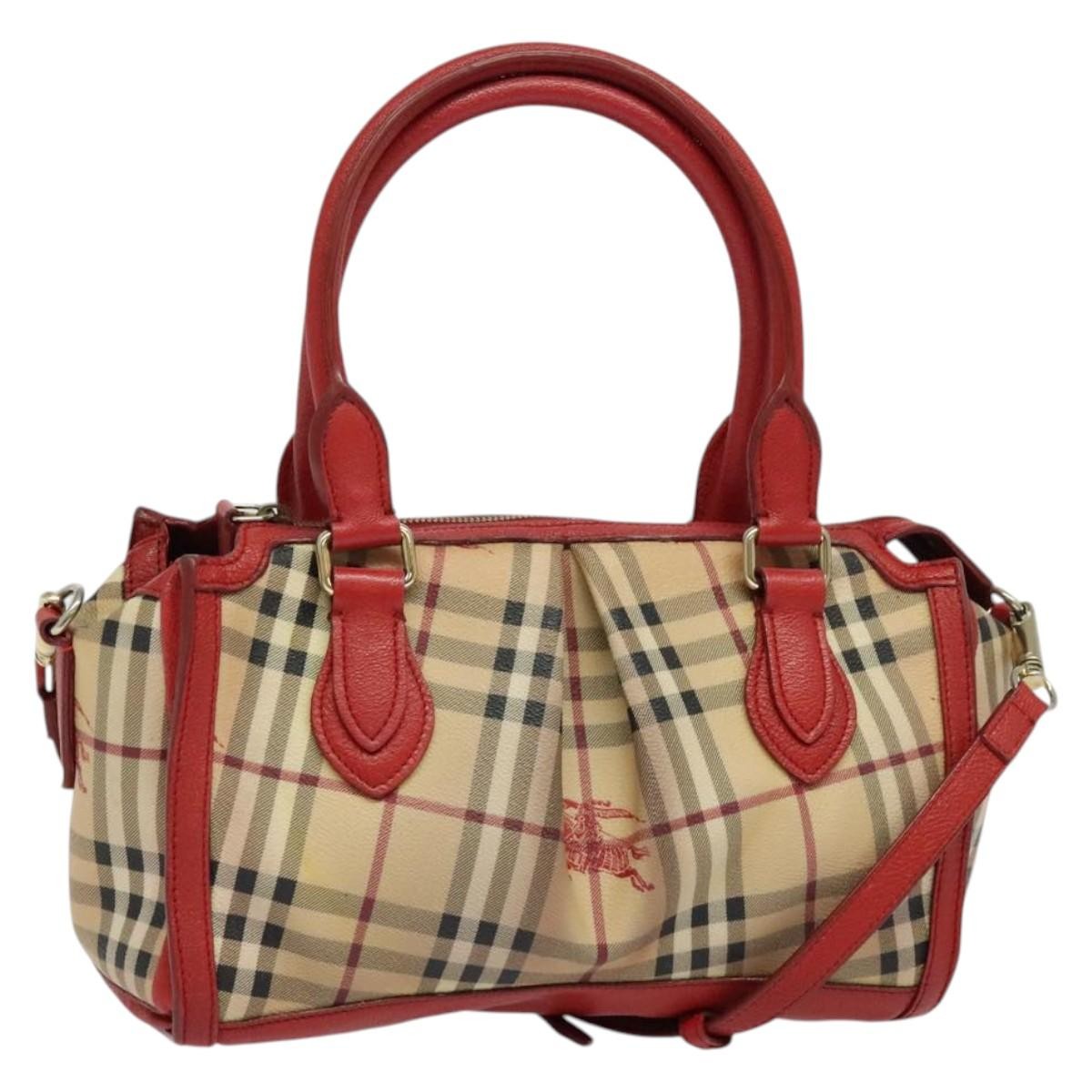Burberry Pilgrim Satchel Haymarket Coated Canvas Beige Canvas Handbag (Authentic Pre-Loved)