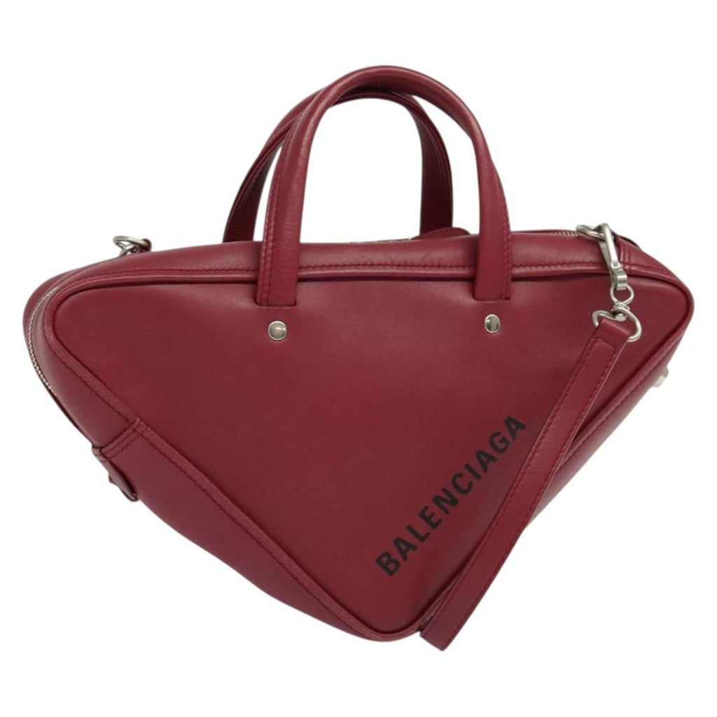 Balenciaga Triangle Duffle Bag Leather Red Leather Handbag (Authentic Pre-Loved)