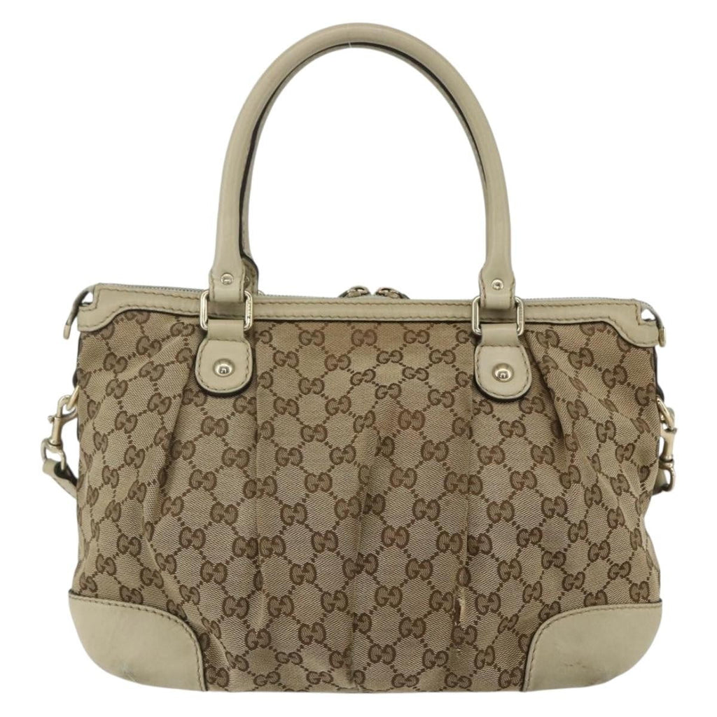 Gucci Sukey Top Handle Satchel Gg Coated Canvas Beige Canvas Handbag (Authentic Pre-Loved)