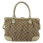 Gucci Sukey Top Handle Satchel Gg Coated Canvas Beige Canvas Handbag (Authentic Pre-Loved)