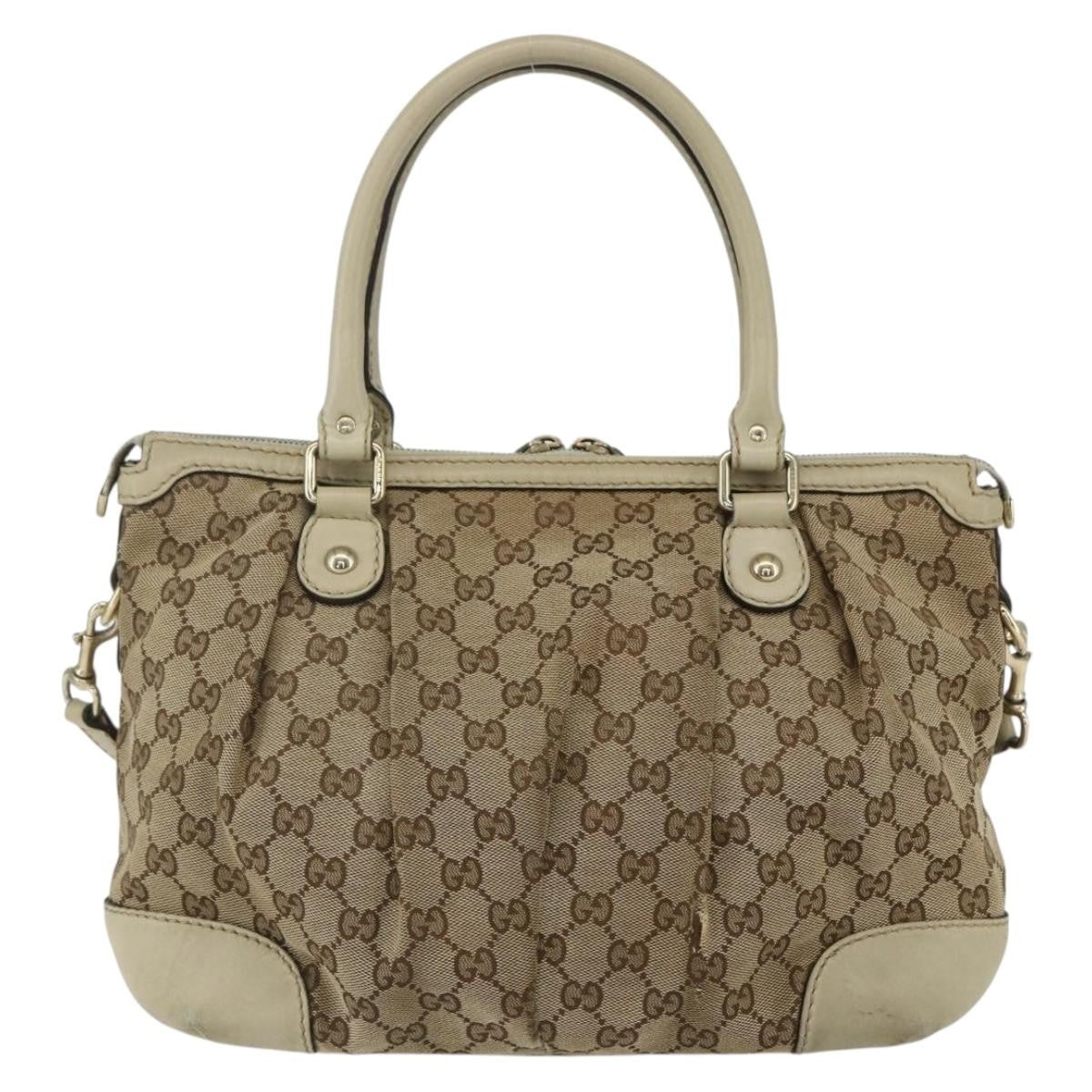 Gucci Sukey Top Handle Satchel Gg Coated Canvas Beige Canvas Handbag (Authentic Pre-Loved)