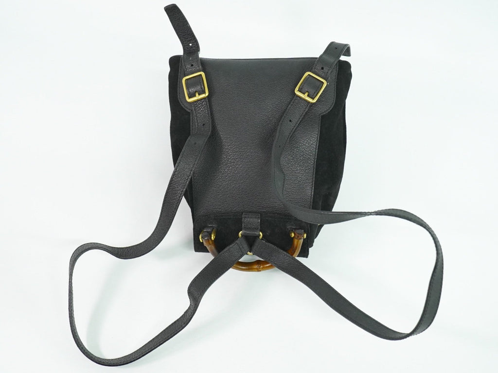 Gucci Gucci Bamboo Backpack Daim Black Suede Backpack Bag (Authentic Pre-Loved)