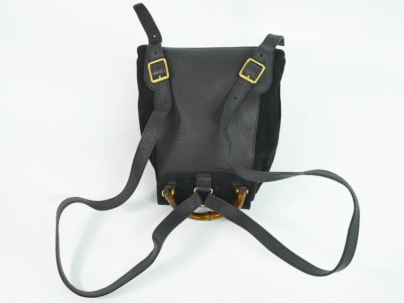 Gucci Gucci Bamboo Backpack Daim Black Suede Backpack Bag (Authentic Pre-Loved)
