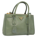 Prada Double Zip Lux Tote Saffiano Leather Gold Leather Handbag (Authentic Pre-Loved)