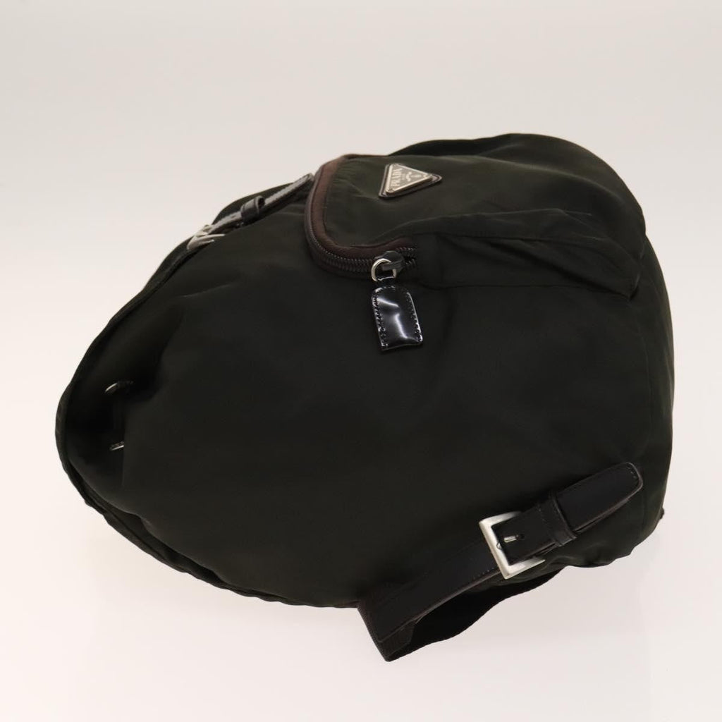 Prada Front Pocket Buckle Backpack Nylon Khaki Nylon Backpack Bag (Authentic Pre-Loved)
