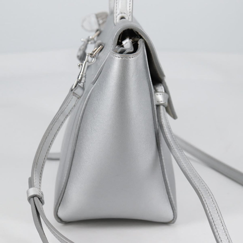 Celine Belt Bag Textured Leather Silver Leather Handbag (Authentic Pre-Loved)