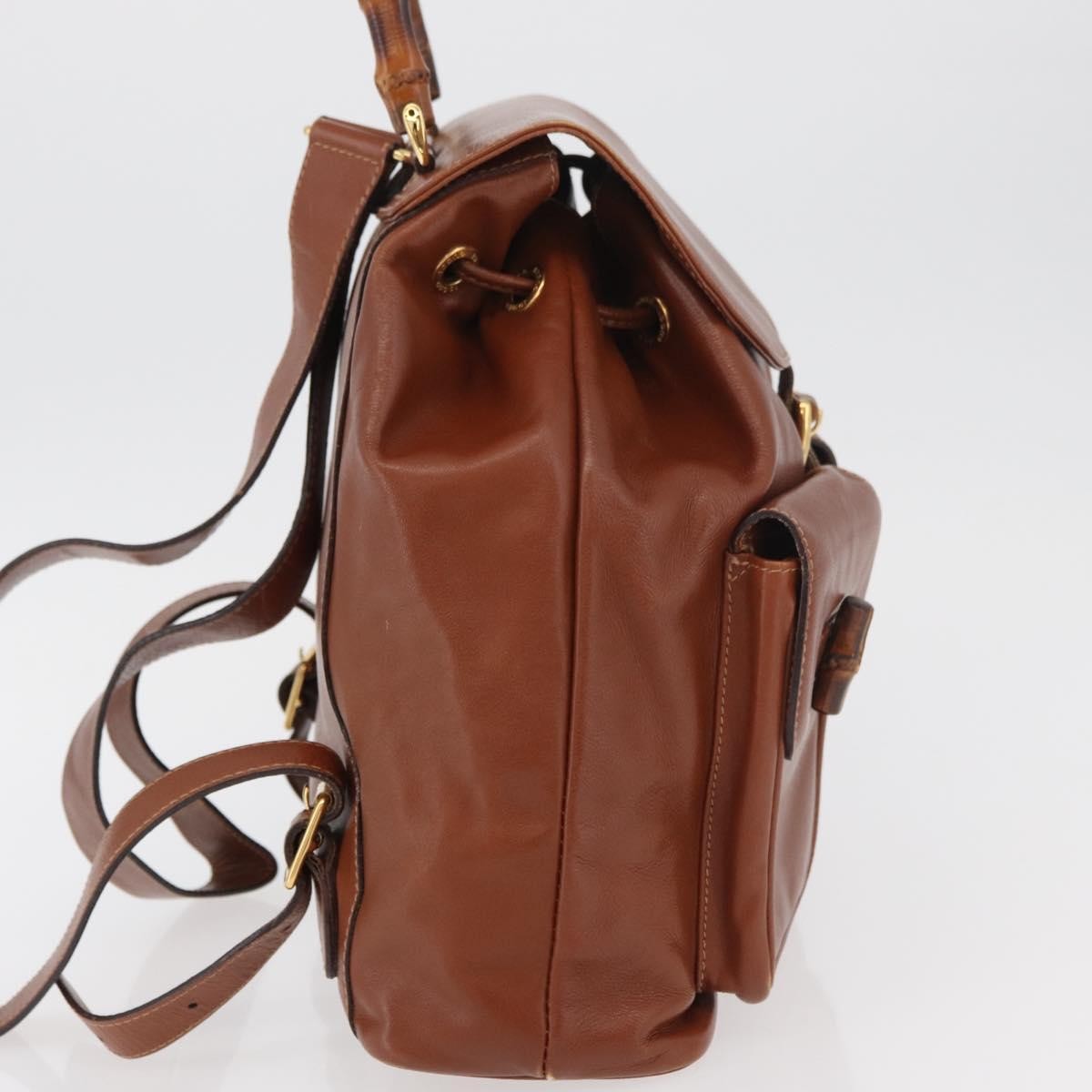 Gucci Vintage Bamboo Backpack Leather Brown Leather Backpack Bag (Pre-Loved)