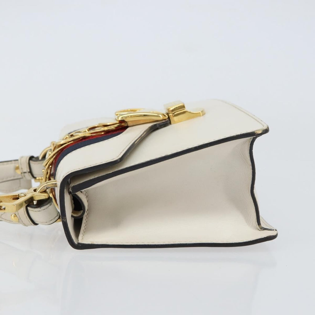 Gucci Sylvie Top Handle Bag Leather White Leather Handbag (Authentic Pre-Loved)