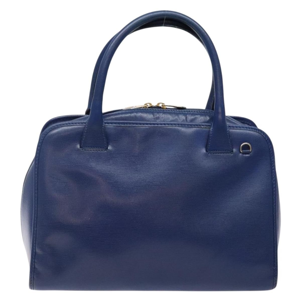 Celine Circle Logo Handbag Leather Blue Leather Bag (Authentic Pre-Loved)