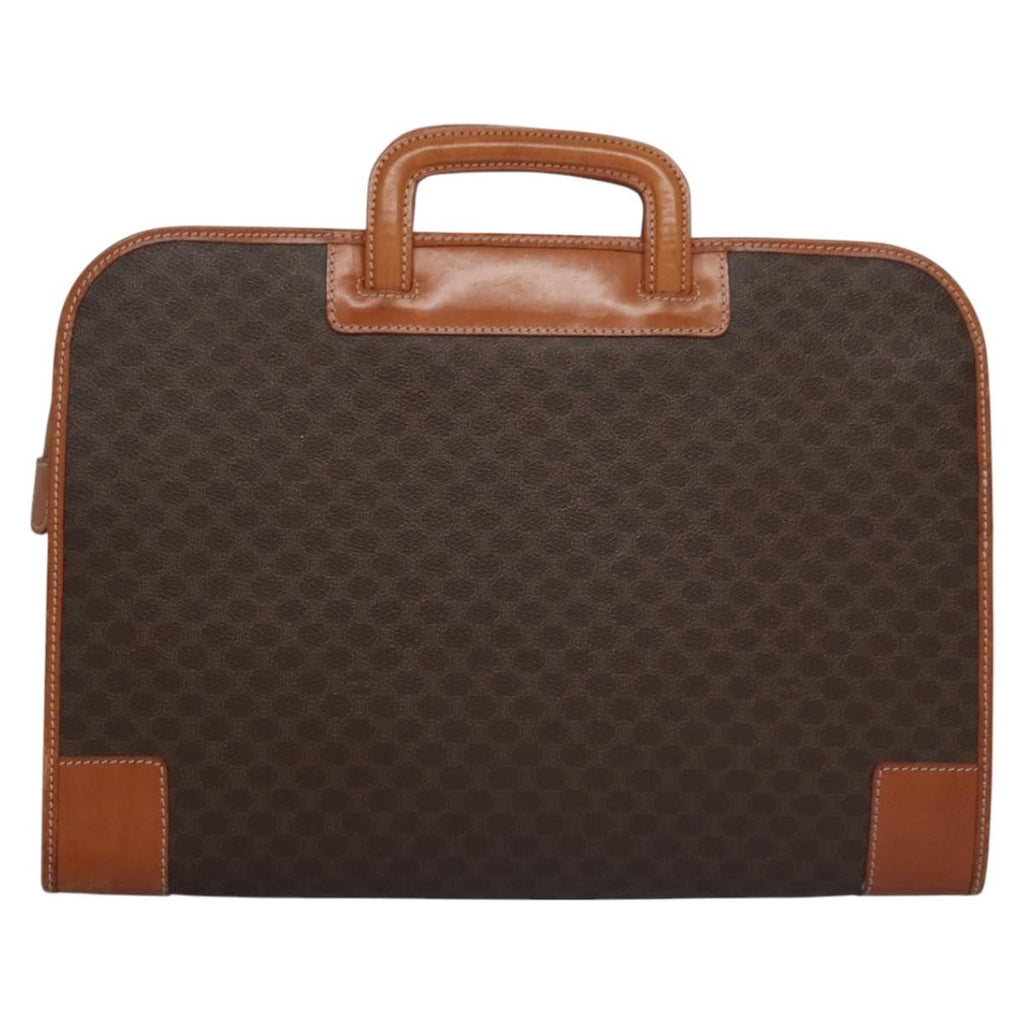 Celine Macadam Briefcase Canvas And Leather Brown Canvas Briefcase Bag (Authentic Pre-Loved)
