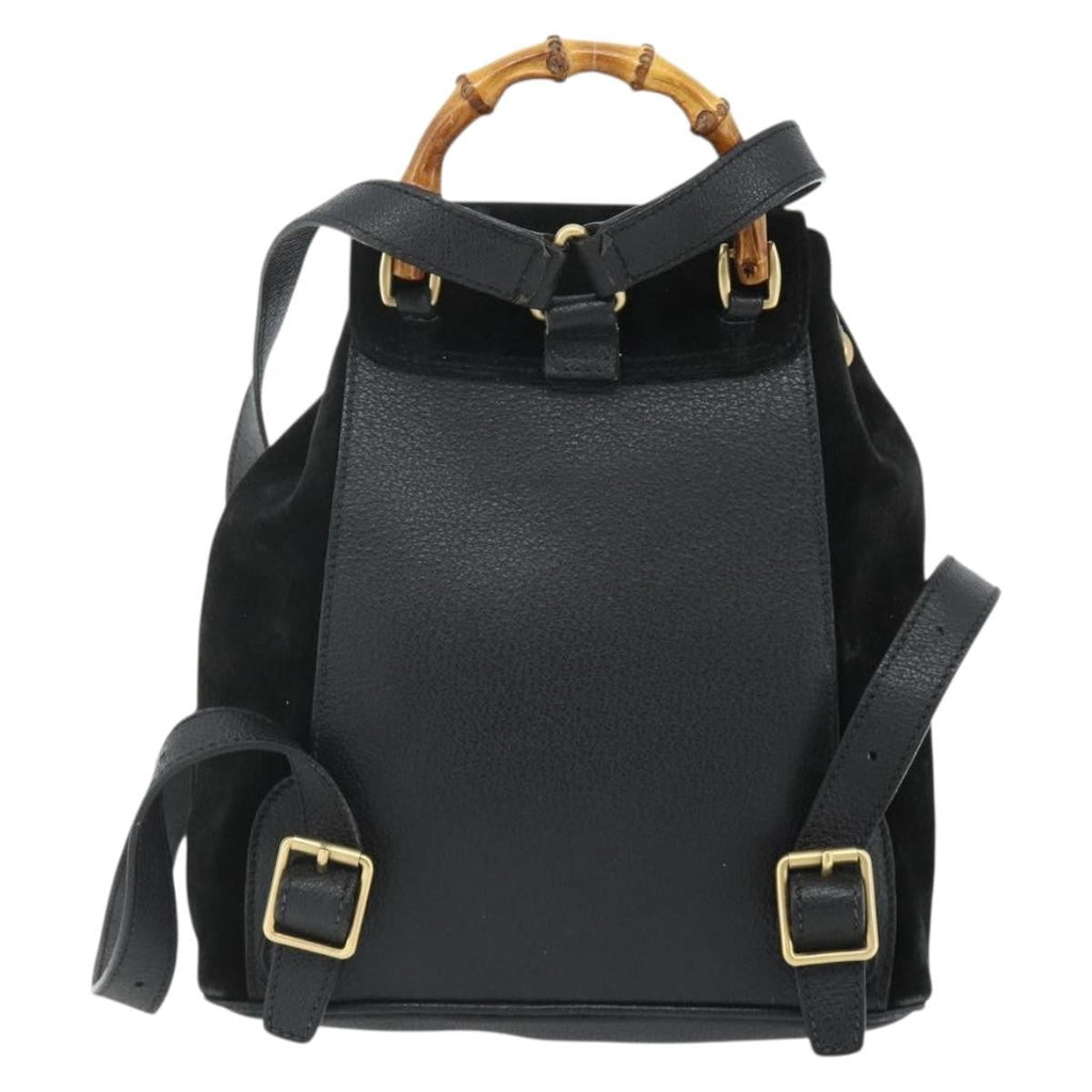 Gucci Gucci Bamboo Backpack Daim Black Suede Backpack Bag (Pre-Loved)