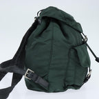 Prada Vela Double Front Pocket Backpack Tessuto With Saffiano Leather Khaki Nylon Backpack Bag (Authentic Pre-Loved)