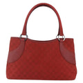 Gucci Vintage Ring Tote Gg Canvas With Leather Red Canvas Handbag (Authentic Pre-Loved)