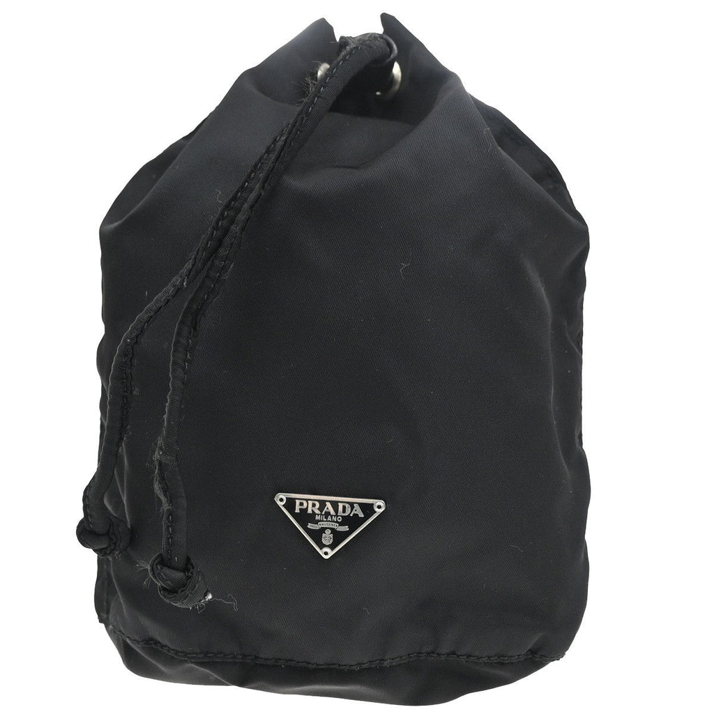 Prada Drawstring Wristlet Bucket Bag Tessuto Black Nylon Handbag (Pre-Loved)