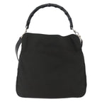 Gucci Vintage Bamboo Handle Bag Nylon Black Nylon Handbag (Authentic Pre-Loved)