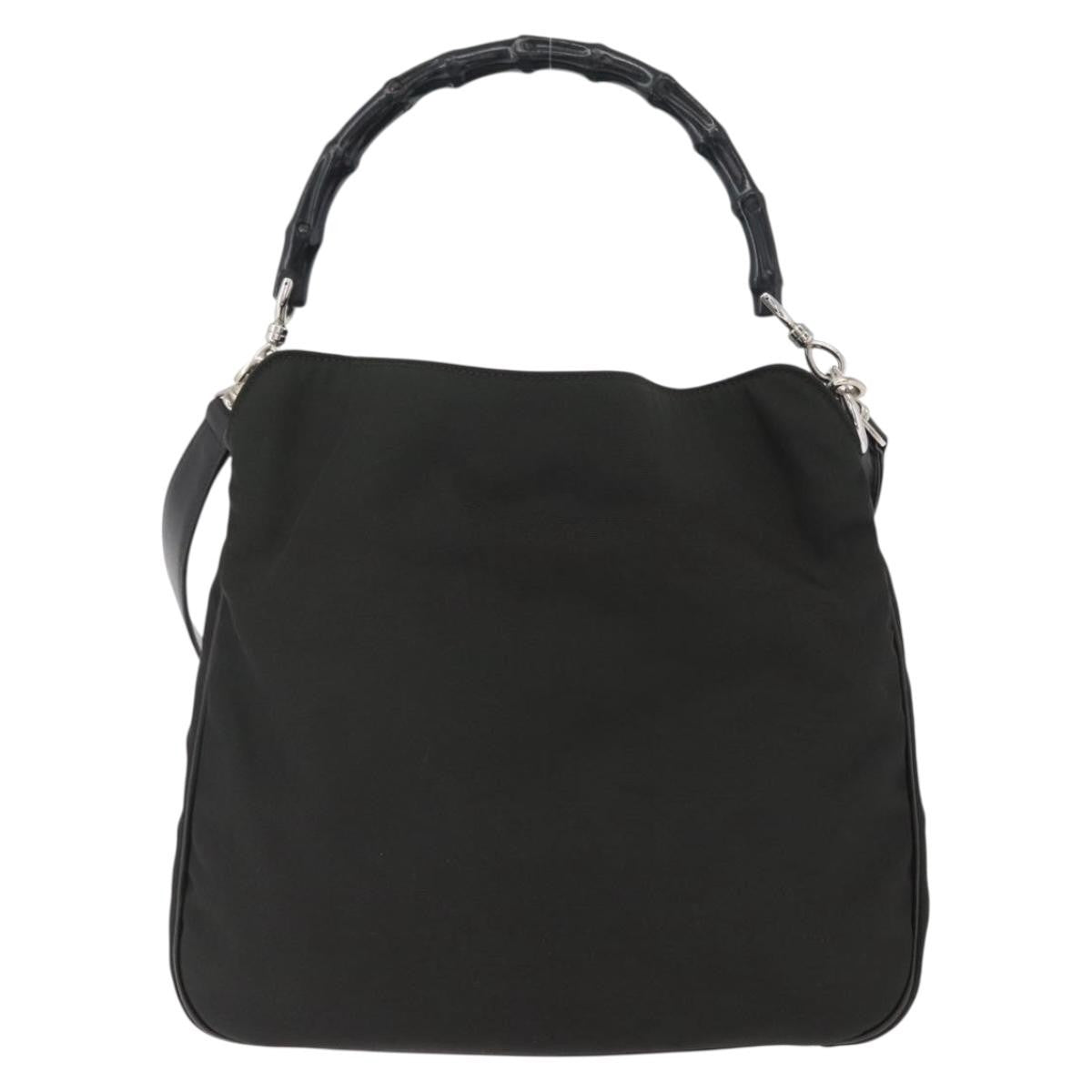 Gucci Vintage Bamboo Handle Bag Nylon Black Nylon Handbag (Authentic Pre-Loved)
