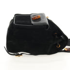 Gucci Vintage Bamboo Backpack Suede Black Suede Backpack Bag (Authentic Pre-Loved)