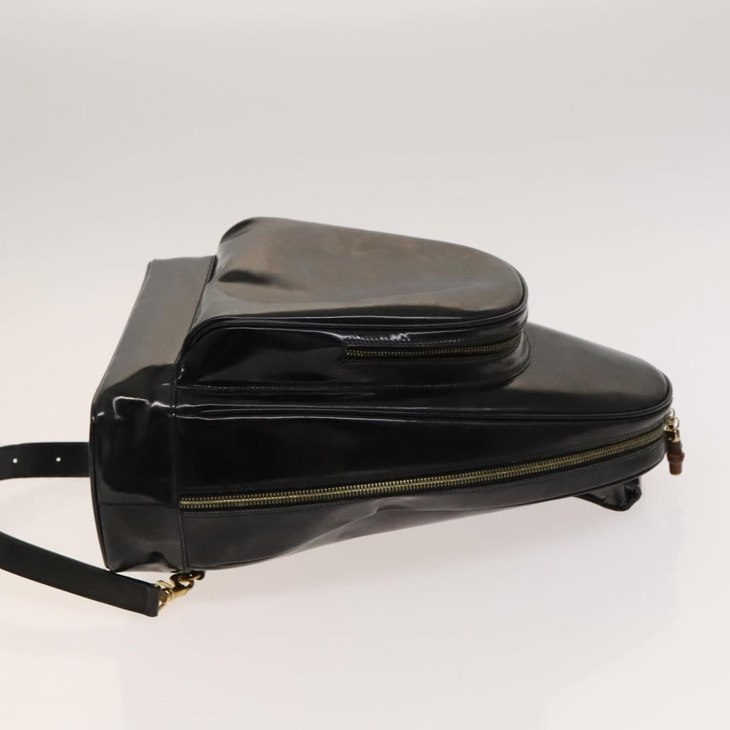 Gucci Vintage Bamboo Backpack Patent Black Patent_Leather Backpack Bag (Authentic Pre-Loved)