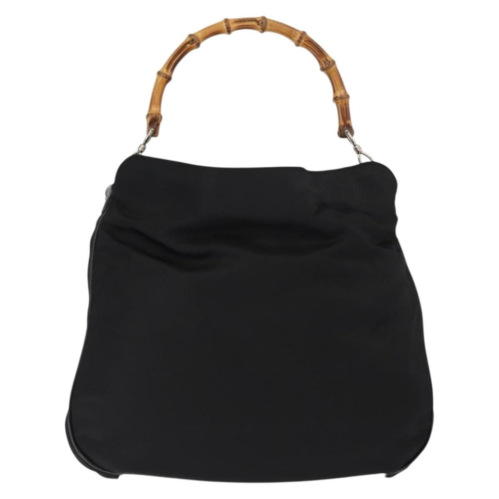 Gucci Vintage Bamboo Handle Bag Nylon Black Nylon Handbag (Authentic Pre-Loved)