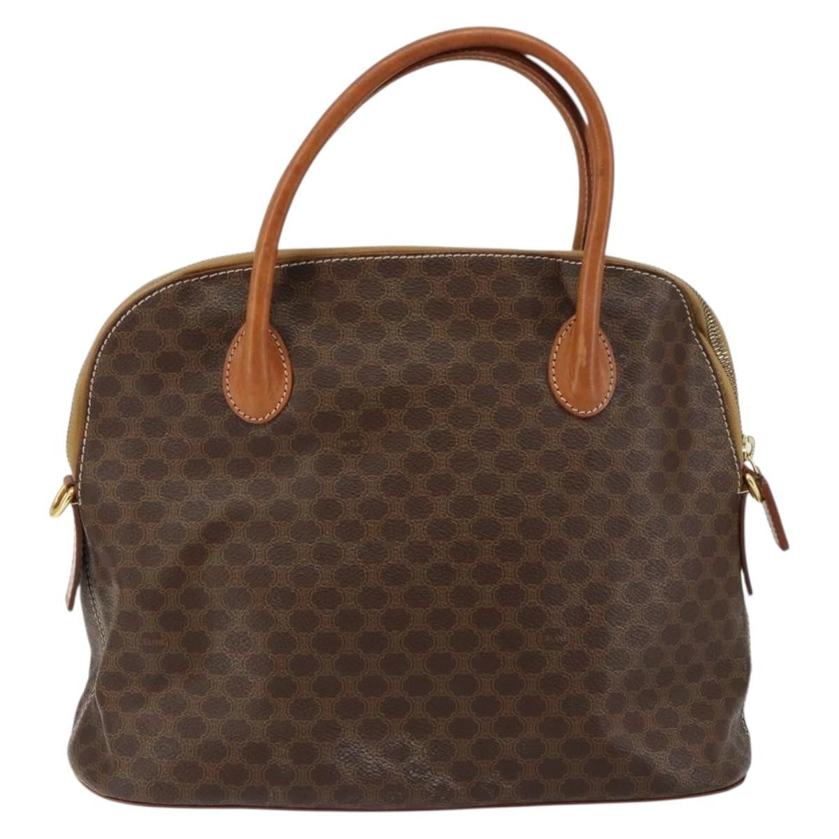 Celine Vintage Macadam Handbag Macadam Brown Canvas Bag (Authentic Pre-Loved)