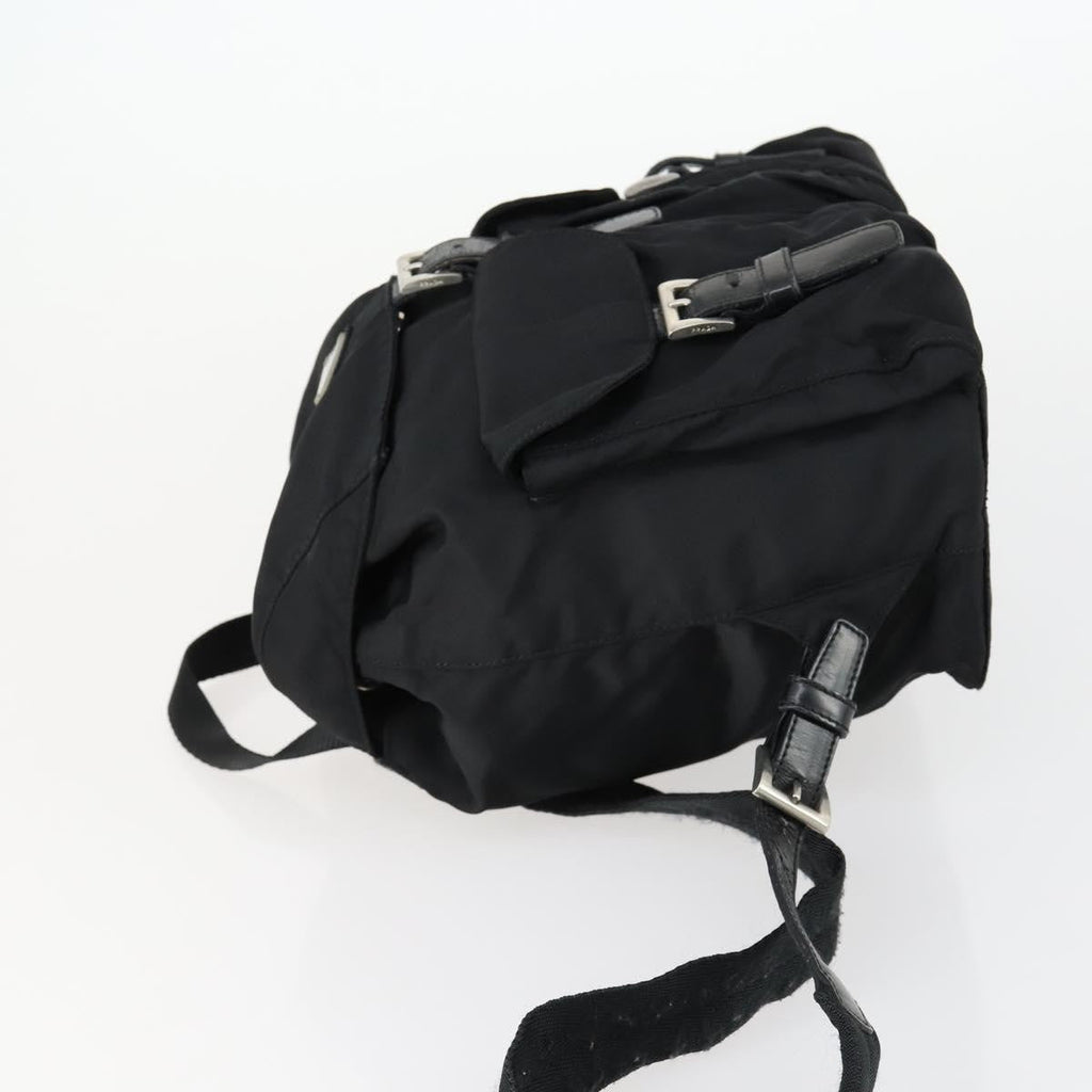 Prada Vela Double Front Pocket Backpack Tessuto With Saffiano Leather Black Nylon Backpack Bag (Authentic Pre-Loved)