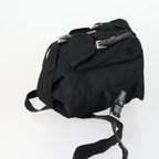 Prada Vela Double Front Pocket Backpack Tessuto With Saffiano Leather Black Nylon Backpack Bag (Authentic Pre-Loved)