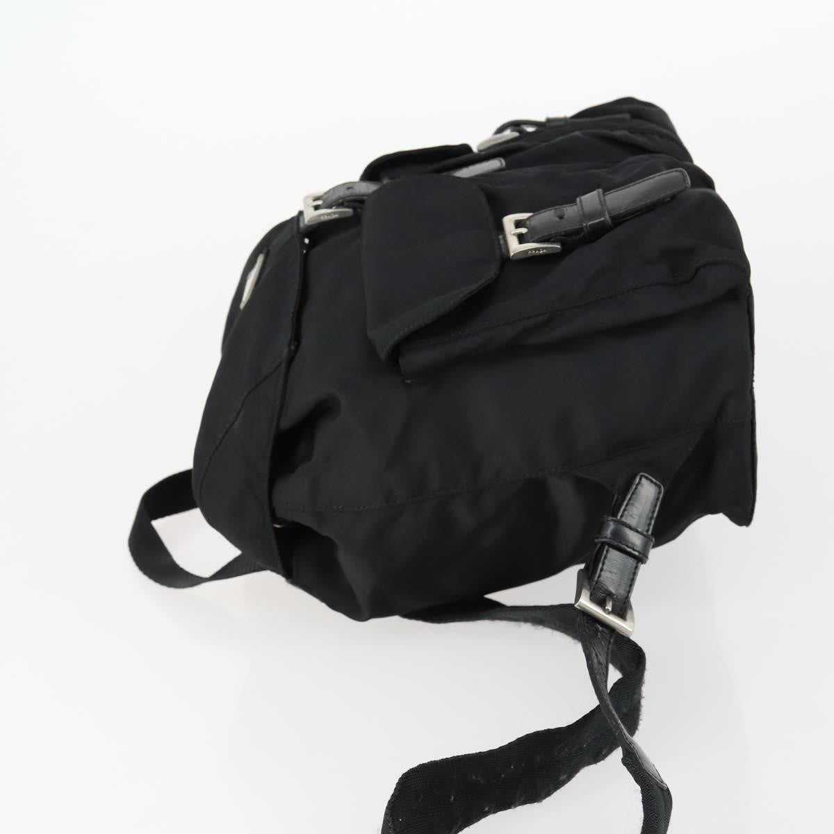 Prada Vela Double Front Pocket Backpack Tessuto With Saffiano Leather Black Nylon Backpack Bag (Authentic Pre-Loved)