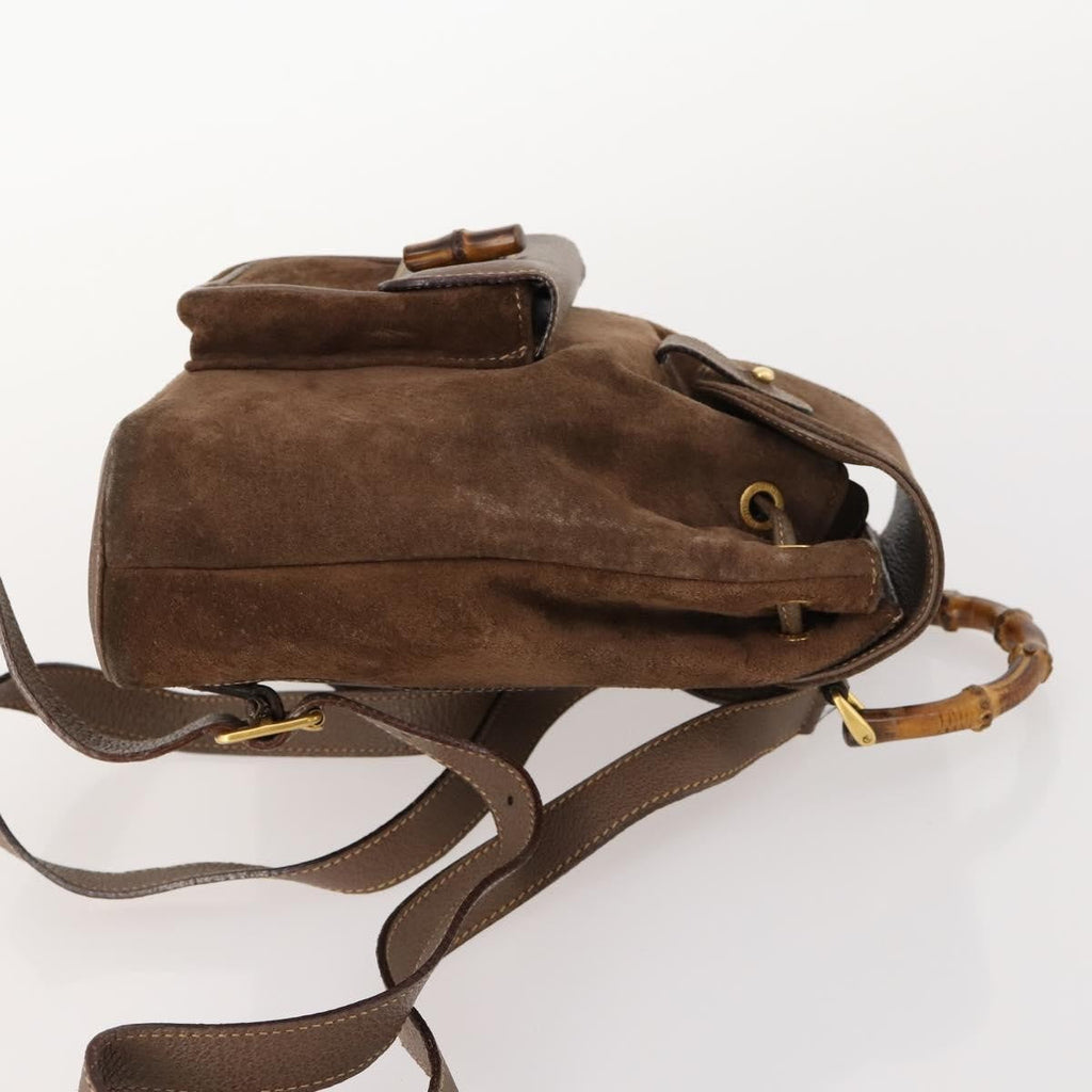 Gucci Gucci Bamboo Backpack Daim Brown Suede Backpack Bag (Authentic Pre-Loved)