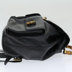 Gucci Vintage Bamboo Backpack Leather Black Leather Backpack Bag (Authentic Pre-Loved)