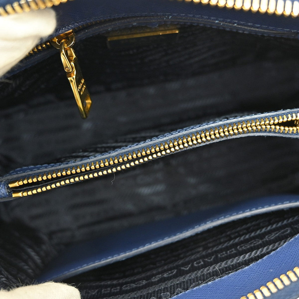 Prada Promenade Bag Saffiano Leather Blue Leather Handbag (Authentic Pre-Loved)