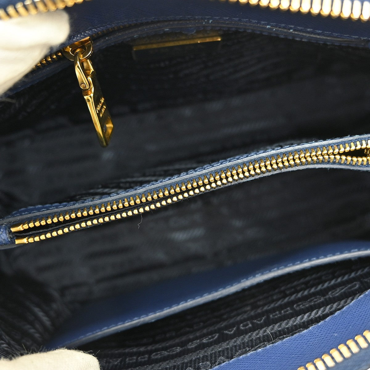 Prada Promenade Bag Saffiano Leather Blue Leather Handbag (Authentic Pre-Loved)