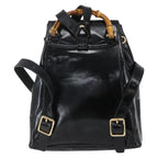 Gucci Vintage Bamboo Backpack Patent Black Patent_Leather Backpack Bag (Authentic Pre-Loved)