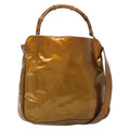 Gucci Vintage Bamboo Handle Bag Patent Leather Gold Patent_Leather Handbag (Authentic Pre-Loved)