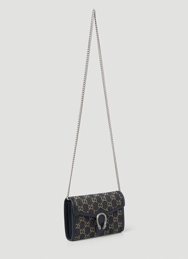 Gucci Dionysus GG Mini Shoulder Bag Cotton Black Denim Handbag Purse Italy NEW