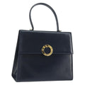 Celine Circle Logo Handbag Leather Navy Leather Handbag (Authentic Pre-Loved)