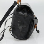 Gucci Vintage Bamboo Backpack Leather Black Leather Backpack Bag (Authentic Pre-Loved)